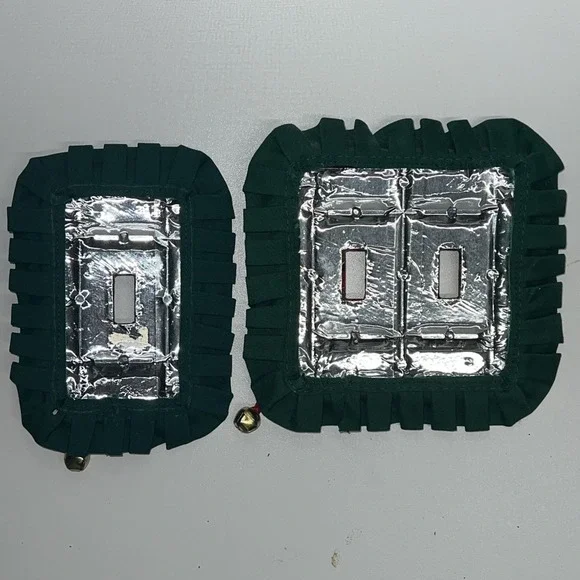 2 Vtg Handmade Christmas Poinsettias Light Switch Covers Single & Double Set NEW - Picture 2 of 7